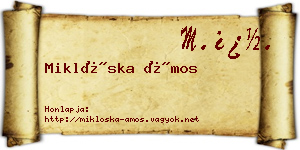 Miklóska Ámos névjegykártya